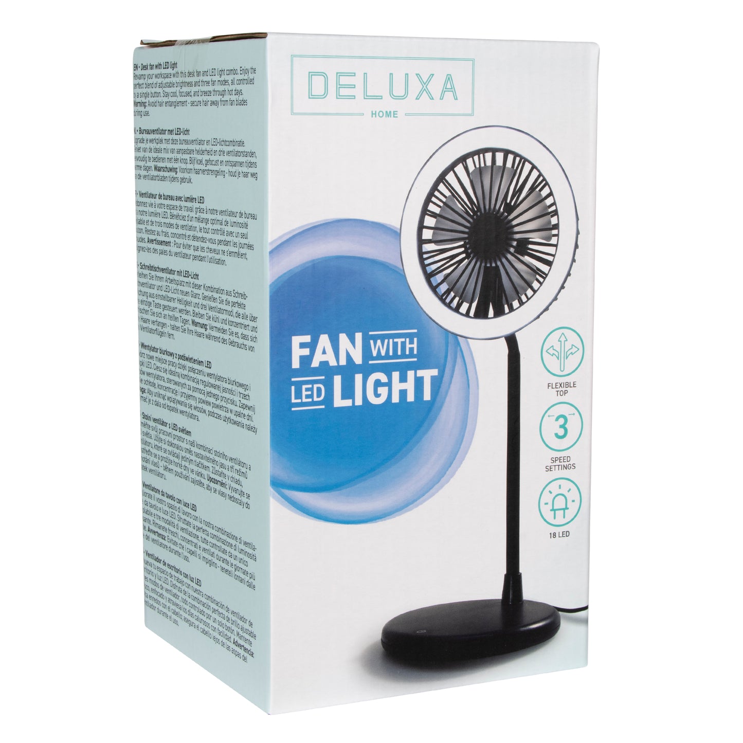 Bureauventilator met LED-lamp
