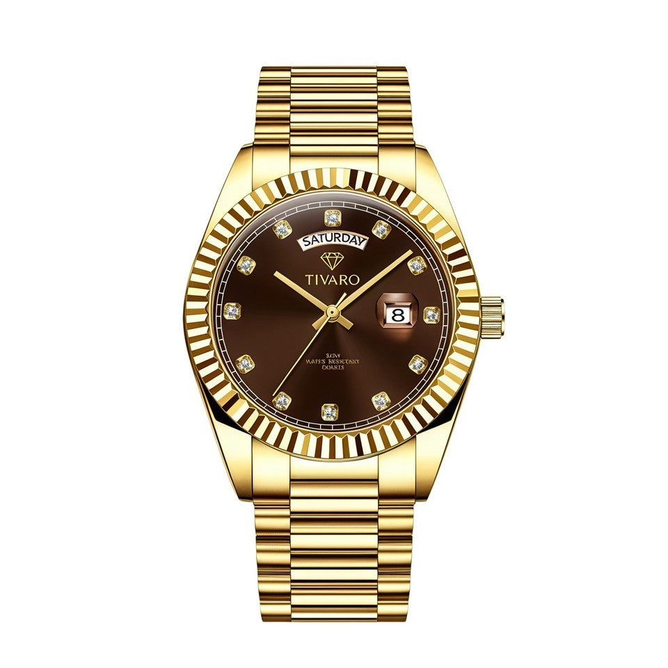 TIVARO Deluxe Gold-Brown – Herenhorloge
