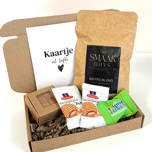 Koffie Brievenbuspakket – Kaartje vol Liefde